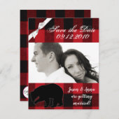 4x5 Save the Date Kaart Red Buffalo Plaid Beer Bla (Voorkant / Achterkant)