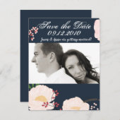 4x5 Save the Date Kaart Witte Bloembloemen op Dar (Voorkant / Achterkant)