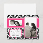 4x5 Save the Date Kaart - Zwart Damast & Felroze (Voorkant / Achterkant)