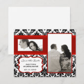 4x5 Save the Date Kaart - Zwarte Damast & Rode Pur (Voorkant / Achterkant)