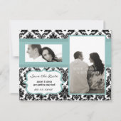4x5 Sla de datumkaart zwart Damasblauw op Save The Date (Voorkant)