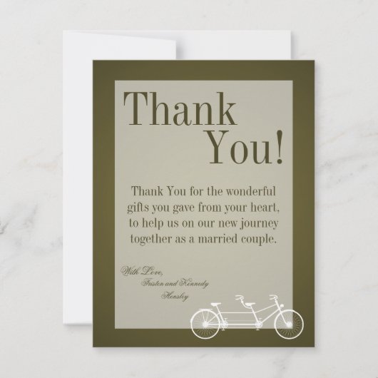 4x5 Vélo Brown Carte de remerciements PLAT (Devant)