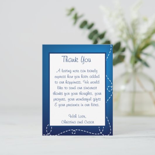 4x5 VLAK Dank u Kaartdocument Vliegtuig die Blauw  Bedankkaart (Staand voorkant)