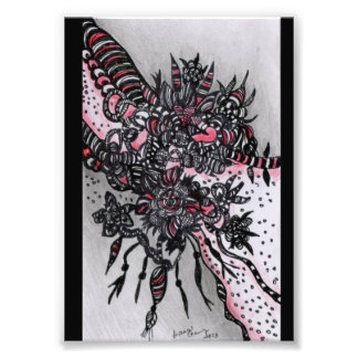 4x6 ACEO. Impression artistique. Rouge et noir