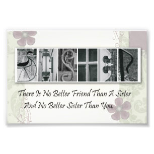 4x6 Alfabet Foto Letter zister Frameable Print Foto Afdruk