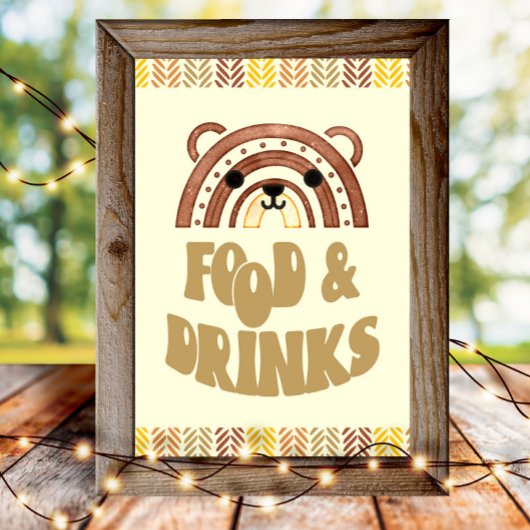 4x6 Eten & Drinken Boho Woodland Beer Verjaardag Poster
