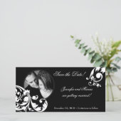 4x8 Black White Floral Verloving Aankondiging (Staand voorkant)