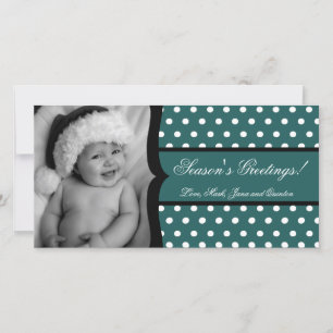 4x8 Blauwgroen Witte Polka Lijst FOTO Kerst Kaart