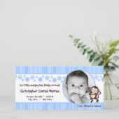 4x8 Blue Boy Pop Monkey Photo Faire-part de naissa (Debout devant)