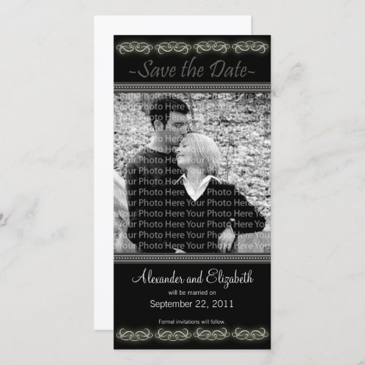 4x8" Elegant Zwart Save the Date Aankondiging (Voorkant / Achterkant)