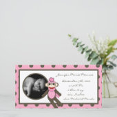 4x8 Faire-part de naissance de singe rose (Debout devant)