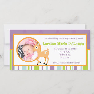 4x8 Faire-part de naissance photo Furry Woodland A