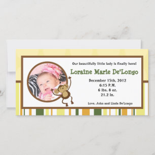 4x8 Faire-part de naissance photo Jungle Baby Anim