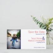 4x8 Fiançailles Faire-part Coral Navy Blue Chevro (Debout devant)