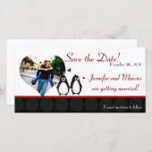 4x8 Fiançailles Faire-part Penguin Love Couple Ma (Devant / Derrière)