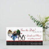 4x8 Fiançailles Faire-part Penguin Love Couple Ma (Debout devant)