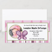 4x8 foto geboorte aankondiging suiker pruim vlinde (Voorkant / Achterkant)