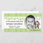 4x8 Green Pop Monkey Neut Foto Aankondiging Geboor (Voorkant / Achterkant)