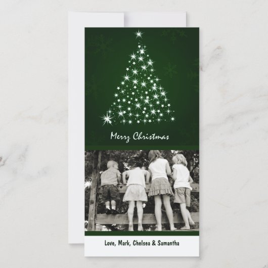 4x8 Green Snowflake XMAS Tree photo carte de Noël (Devant)