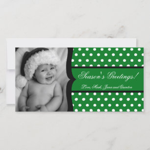 4x8 Green White Polka Lijst PHOTO-kerstkaart Feestdagenkaart