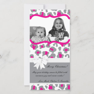 4x8 Grijs Roze Cheetah FOTO Kerst Kaart