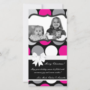 4x8 Heet Roze Zwart Stippenfoto Kerstkaart