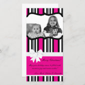 4x8 hete roze zwart gestreepte FOTO kerstkaart (Voorkant / Achterkant)