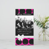 4x8 Hot Roze Zwarte Polka Dot FOTO Kerst Kaart (Staand voorkant)