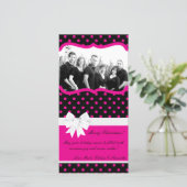 4x8 Hot Roze Zwarte Stippen PHOTO Kerstkaart (Staand voorkant)