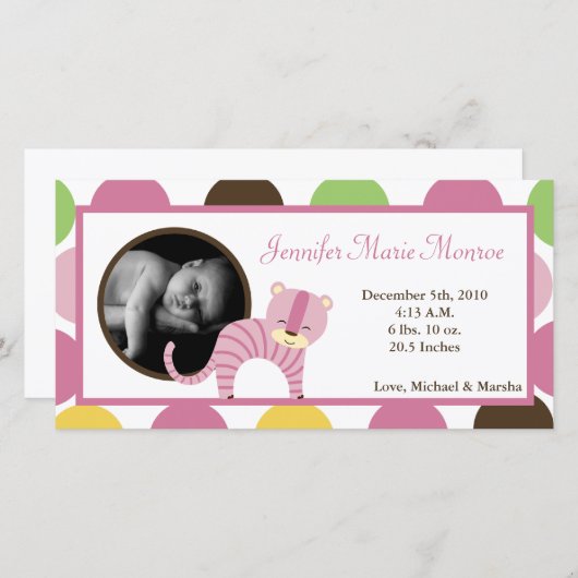 4x8 Jungle Queen Tiger Faire-part de naissance pho (Devant / Derrière)