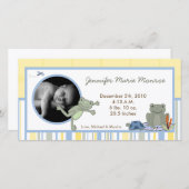 4x8 Leap Frog Turtle Bee Faire-part de naissance p (Devant / Derrière)