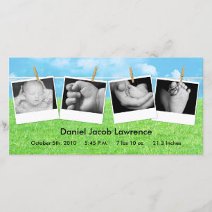 4x8 Ligne Portrait Faire-part de naissance PHOTO