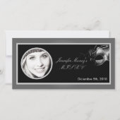 4x8 Mis XV Faire-part de fête noire en argent (Devant)