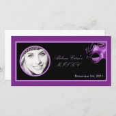 4x8 Mis XV violet Lilac Black Party Faire-part (Devant / Derrière)