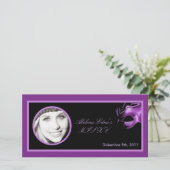 4x8 Mis XV violet Lilac Black Party Faire-part (Debout devant)