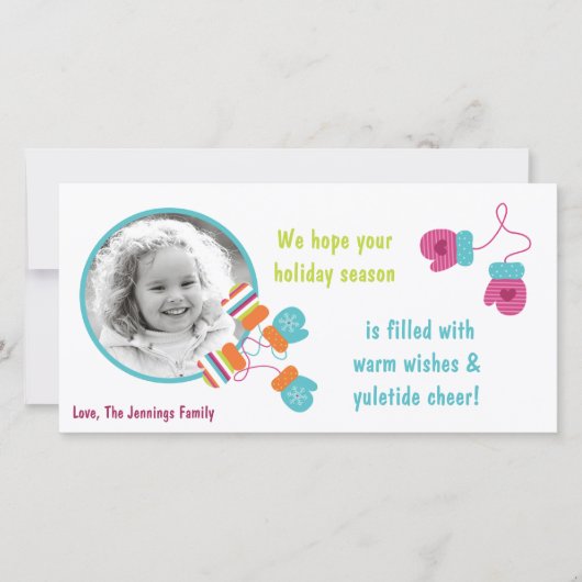 4x8 Moderne Kleur Mitten FOTO Kerst Kaart (Voorkant)