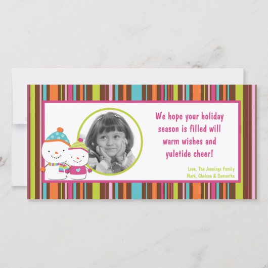 4x8 Moderne Sneeuwman FOTO Kerstkaart (Voorkant)