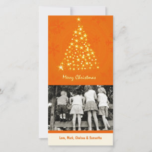 4x8 Orang Snowflake XMAS Tree photo carte de Noël