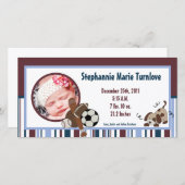 4x8 Photo Faire-part de naissance Lil League Chien (Devant / Derrière)