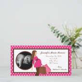 4x8 Pink Mod Maman Polka Photo Faire-part de naiss (Debout devant)