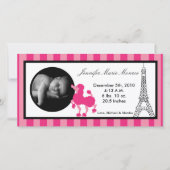4x8 Poodle rose Paris Eiffel Faire-part de naissan (Devant)