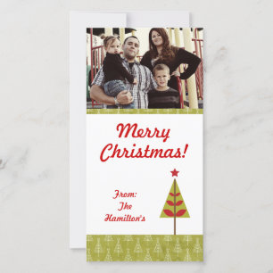 4x8 Red Star Christmas Tree Carte photo