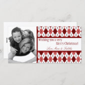 4x8 Red White Argyle Lijst PHOTO-kerstkaart Feestdagenkaart (Voorkant / Achterkant)