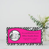 4x8 rose chaud Zèbre Imprimer Faire-part de naissa (Debout devant)