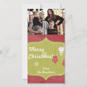 4x8 Rouge blanc ornements de Noël Carte photo