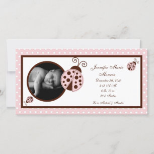 4x8 roze lieveheersbeestje Fotogeboorteaankondigin Aankondiging