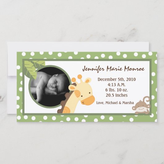 4x8 Safari Adventure Photo Aankondiging van geboor (Voorkant)