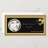 4x8 Sweet 16 Gold Black Party Aankondiging (Voorkant / Achterkant)