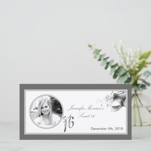 4x8 Sweet 16 Silver White Party Aankondiging (Staand voorkant)