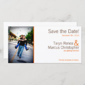 4x8 Uitnodigingskaart Bruin Oranje Chevron Save The Date (Voorkant / Achterkant)